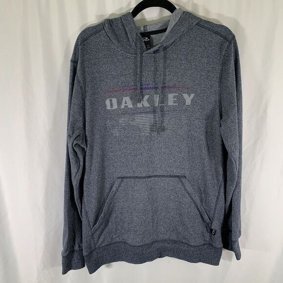 Oakley Hoodie Men's Medium Blue Graphic Print Drawstring Pockets Pullover - Picture 1 of 10